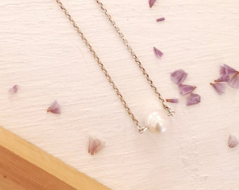 Freshwater pearl silver necklace, choker necklace for women, bridesmaid gifts, anniversary gift for her, gift for bride, graduation gift