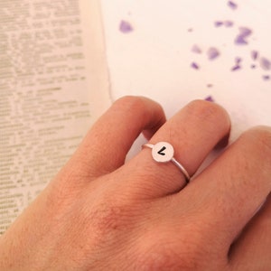 Initial Ring, Personalized Silver Ring, Custom Letter Ring, Dainty Gift for Her, Handmade Eco Silver Jewelry