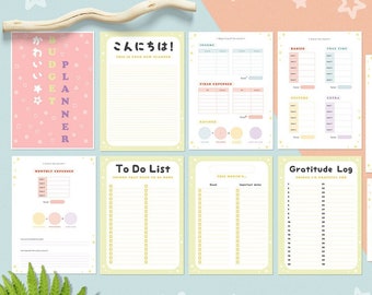 PRINTABLE Kawaii Budget Planner • Perpetual Calendar Template, Kakebo, Kakeibo, Financial PDF, Weekly Monthly Schedule, Download Inserts