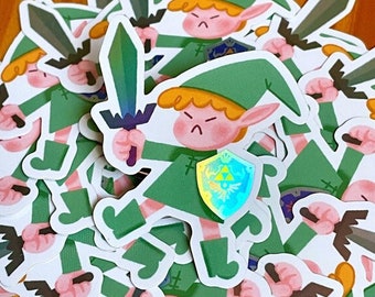 Lil Link, The Legend of Zelda • Stickers - Vinyl Sticker - Holographic - Waterproof - Metallic Sparkle - Scratchproof