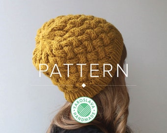 MUSTERLISTE - Simone Mütze - Slouchy Beanie / Toque / Twist / Zopfmuster / PDF Strickmütze Muster / Strickanleitung