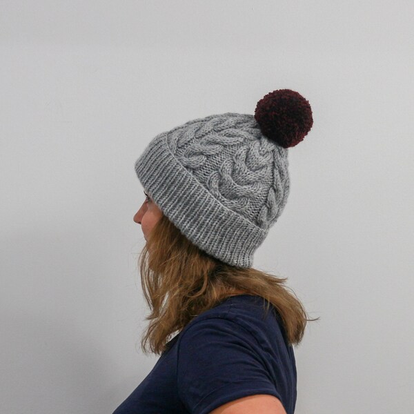 READY TO SHIP - 100% Acrylic / Big Pom Pom / Slouchy Beanie -  /Grey / Gray / Ash / Asphalt / Neutral / Charcoal / Silver