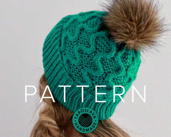 PRINTED INSTRUCTIONS-BABY MOSS STITCH POM-POM SLOUCH BEANIE HAT KNITTING PATTERN