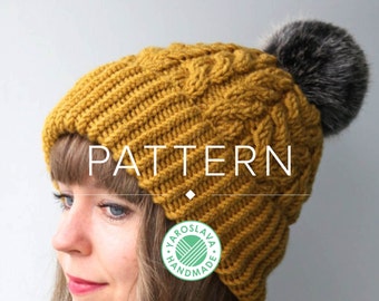 MUSTERAUFSTELLUNG - Sally Mütze - Slouchy Beanie / Toque / Twist / PDF Zopfmuster / Mütze Strickanleitung