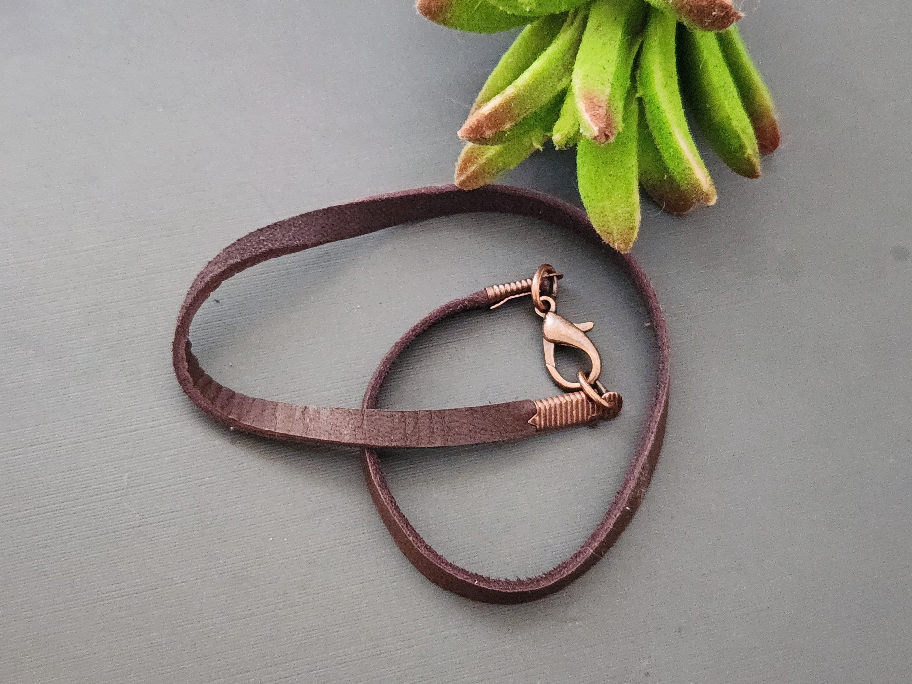 Necklace for Pendant Charm, Thin Leather Cord Necklace for Pendant, Leather String Necklace with Metal Clasp Locking Closure Custom Length