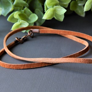 Genuine Suede Cord Necklace, Real Medium Brown Leather Lace Cord Necklace, Premade Cords for Pendants Jewelry Homemade
