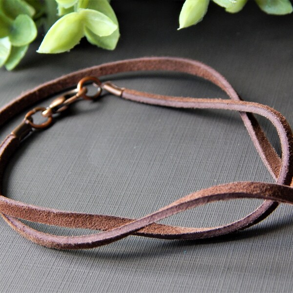 Genuine Brown Suede Leather Cord Necklace, Real Dark Brown Leather Lace Cord Necklace, Soft Premade Cords for Pendants Jewelry Homemade