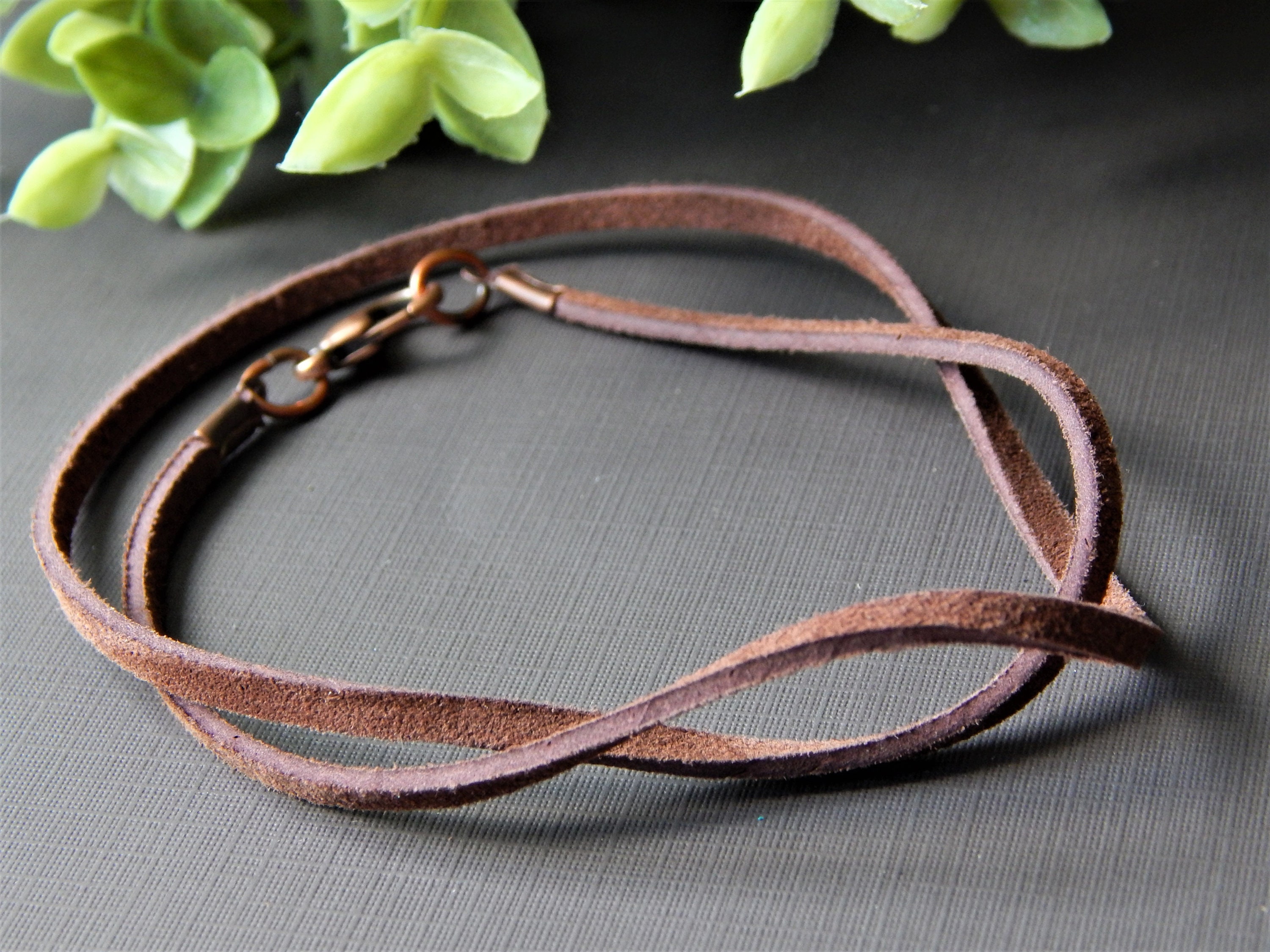 Antique Dark Brown 2mm Leather Necklace Cord With Bronze Clasp