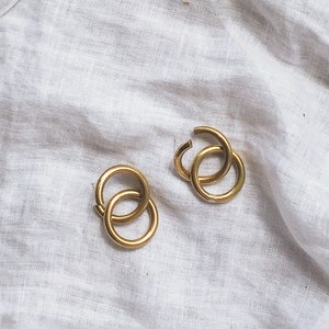 Chain Link Earrings, Gold Minimalist Earrings, Gift for Girlfriend, Dangle Earrings, Date Night, Two In One Earrings, Double Hoop Earrings image 6