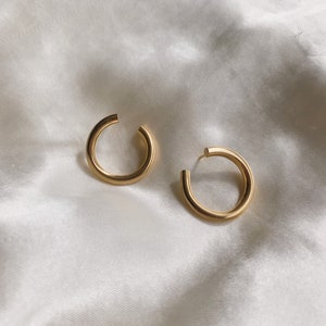 Chain Link Earrings, Gold Minimalist Earrings, Gift for Girlfriend, Dangle Earrings, Date Night, Two In One Earrings, Double Hoop Earrings image 5