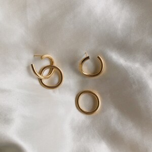 Chain Link Earrings, Gold Minimalist Earrings, Gift for Girlfriend, Dangle Earrings, Date Night, Two In One Earrings, Double Hoop Earrings image 10