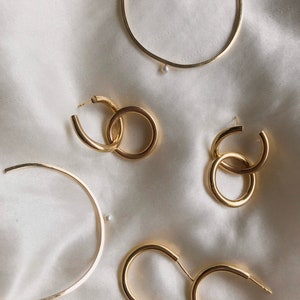 Chain Link Earrings, Gold Minimalist Earrings, Gift for Girlfriend, Dangle Earrings, Date Night, Two In One Earrings, Double Hoop Earrings image 2