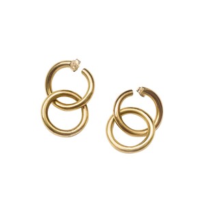 Chain Link Earrings, Gold Minimalist Earrings, Gift for Girlfriend, Dangle Earrings, Date Night, Two In One Earrings, Double Hoop Earrings image 4