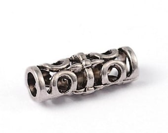 Qty 2 On Sale Now High Quality Zamak Curved Tube For Up To 6mm Round Leather Cord Z4727 Antique Silver