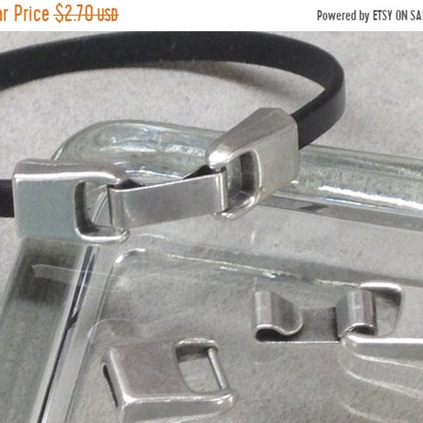 25% OFF Bracelet Hook Clasp For 5mm - 6mm Flat Leather Cord Antique Silver C523 Qty 1
