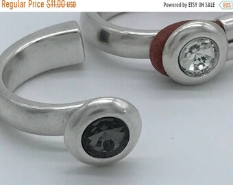 25% OFF Beautiful Swarovski Half Cuff Bracelet For Round Cord Up To 5mm - Antique Silver - Black Diamond - C2066 - Qty 1