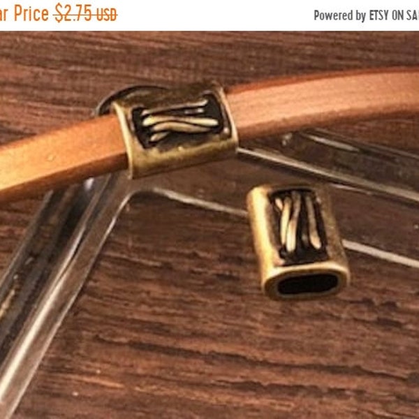 25% OFF Slider Tube Beads For 10x5mm Licorice Leather Cord - Antique Brass - Z5251 - Qty 1