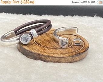 25% OFF New - February Beautiful Silver Brushed Heart Half Cuff Bracelet Set For 4mm - 5mm Round Cord - Silver - C3032 - Qty 1