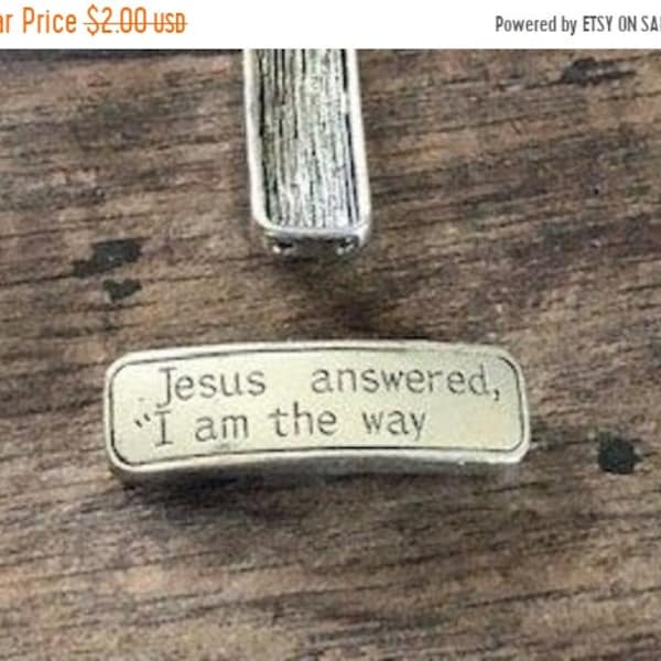 25% OFF New Message / Inspirational Connectors / Bars For Wire Or Round Leather Cord  - Antique Silver - Z6494 - Qty 2