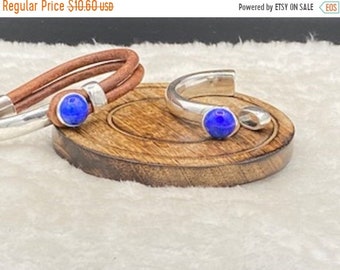 25% OFF New - February Beautiful Blue Lapis Half Cuff Bracelet Set For 4mm - 5mm Round Cord - Silver - C3021 - Qty 1