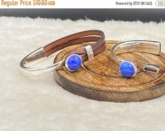 25% OFF New - February Beautiful Blue Lapis Half Cuff Bracelet Set For 5mm Flat Cord - Silver - C2998 - Qty 1