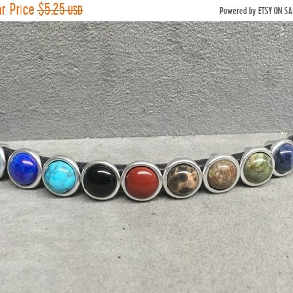 25% OFF Beautiful Gemstone Spacer Bead For 10x6mm Licorice Leather - Your Stone Choice - Ant Silver - Z2647 - Qty 1