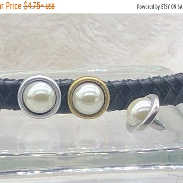 25% OFF New Zamak White Pearl Spacer Bead For 10x6mm Licorice Leather - Your Metal Choice - Z6195 - Qty 1