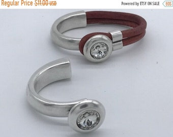 25% OFF Beautiful Swarovski Half Cuff Bracelet For Round Cord Up To 5mm - Antique Silver - Crystal - C2059 - Qty 1