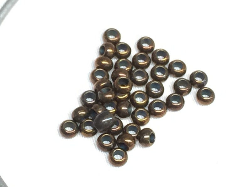 On Sale Now Smooth Round Spacer Beads For 2mm Round leather Cord  Antique Dark Brass Z2463 Qty 50