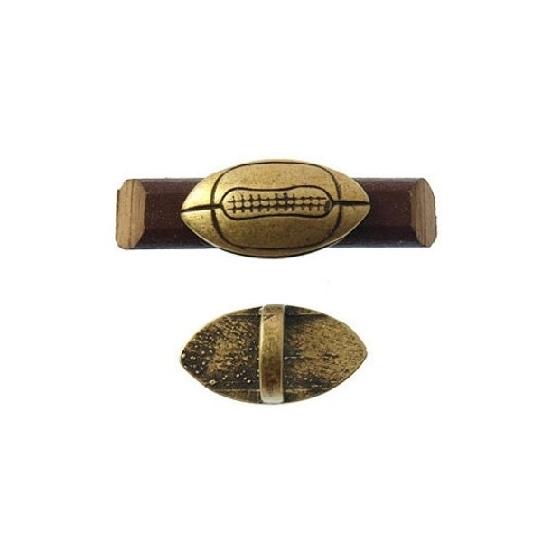 25% OFF New Football Slider Bead For 10x6mm Leather Cord Antique Brass Z3230 Qty 1