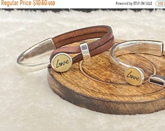 25% OFF New - February Beautiful Gold Love Script Half Cuff Bracelet Set For 5mm Flat Cord - Silver - C3019 - Qty 1