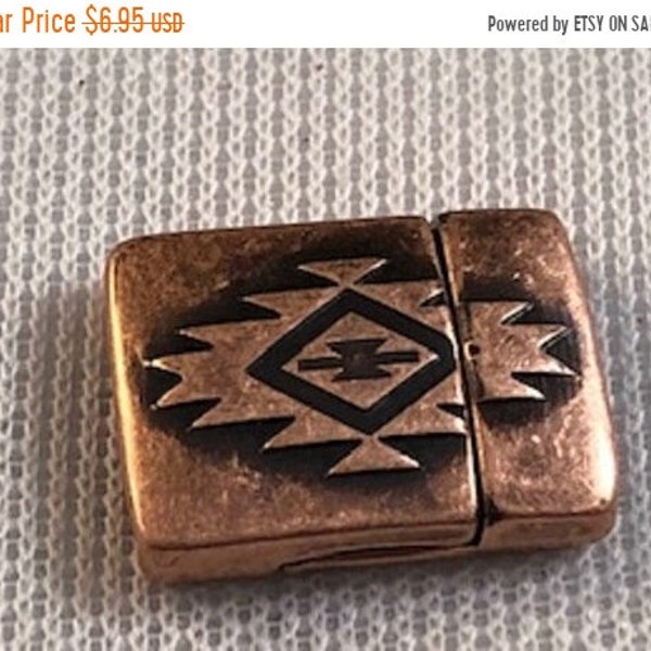 25% OFF Tribal Embossed Magnetic Clasp For 15mm Leather Cord  - Antique Copper - C2219 - Qty 1