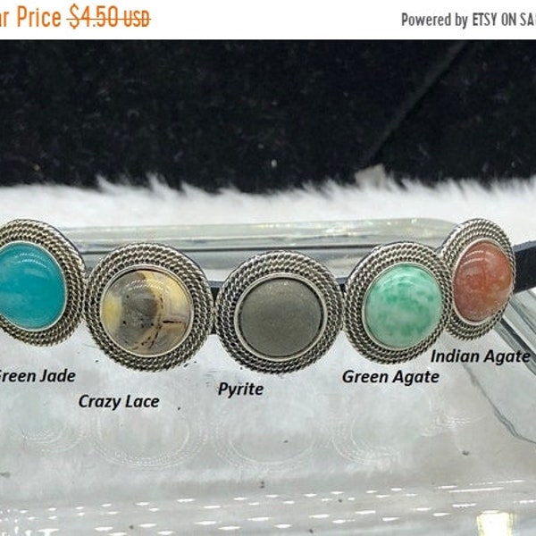 25% OFF New Rope Edge Gemstone Slider Beads For 8mm Flat Leather - Antique Silver - Your Choice - Z5962 - Qty 1