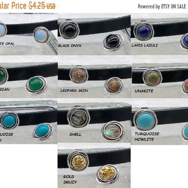 25% OFF New Gemstone Slider Beads For 10mm Flat Leather - Antique Silver - Your Choice - Z6039 - Qty 1
