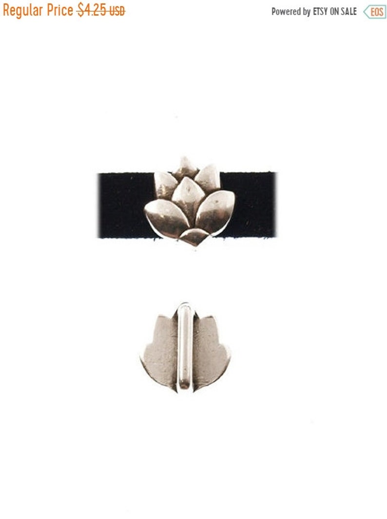 Antique Silver Z5205 Qty 2 On Sale Now Beautiful Zamk Lotus Flower Focal Beads For 5mm 10mm Flat Leather