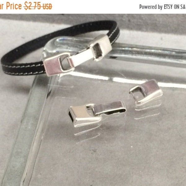 25% OFF Bracelet Hook Clasp W/ Safety For 5mm - 6mm Flat Leather Cord Antique Silver C875 Qty 1