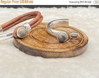 25% OFF New - February Beautiful Pyrite Half Cuff Bracelet Set For 4mm - 5mm Round Cord - Silver - C3023 - Qty 1