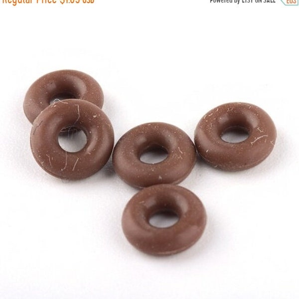 25% OFF New Chocolate Brown Oh-Rings -Rubber Jump Rings - 6mm Round - 2.5mm Hole - OR384 - Qty 20