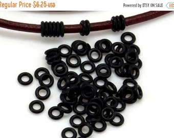 25% OFF Black Oh-Rings -Rubber Jump Rings - 4mm Round - 4mm Hole - OR377 - Qty 100