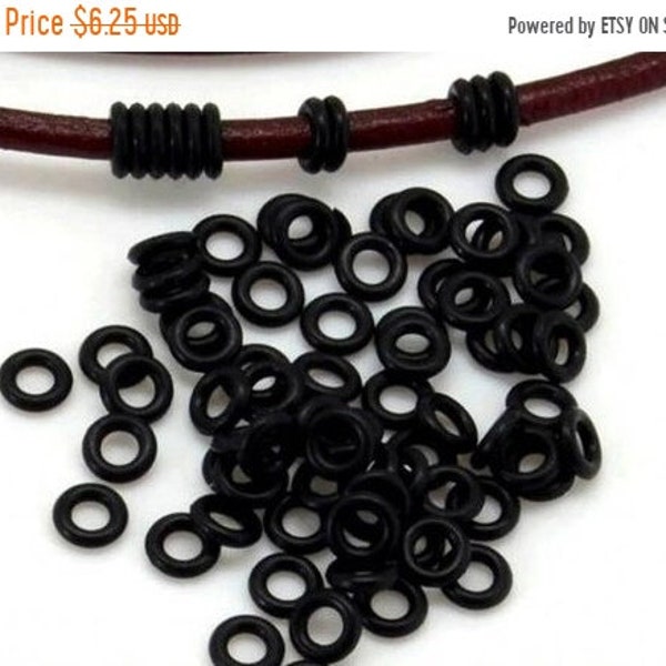 25% OFF Black Oh-Rings -Rubber Jump Rings - 4mm Round - 4mm Hole - OR377 - Qty 100