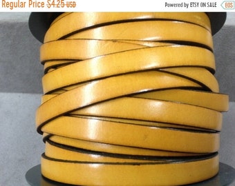 25% OFF 2 Feet (24 inches)  Top Quality 10mm Flat Italian Leather Cord Mustard