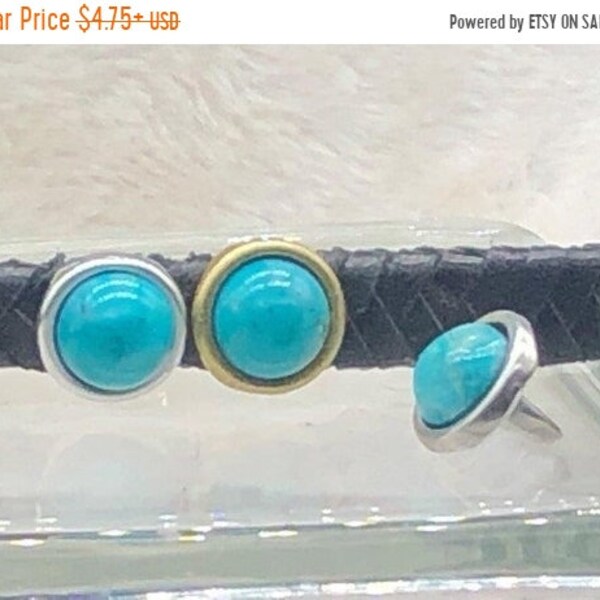 25% OFF New Zamak Turquoise Resin Spacer Bead For 10x6mm Licorice Leather - Your Metal Choice - Z6192 - Qty 1
