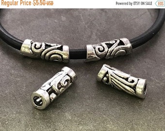25% OFF High Quality Beautiful Carved Tube Beads For 5mm Round Leather Cord - Antique Silver - Z4503 - Qty 2