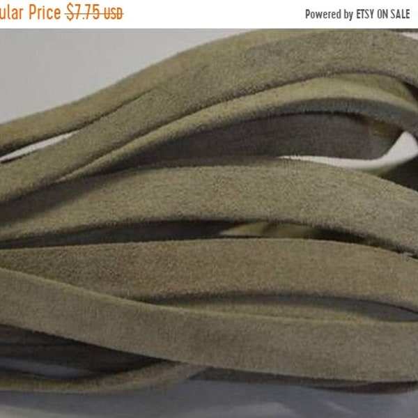 25% OFF 10mm Flat Suede Leather Cord - Light Taupe - 24 inch