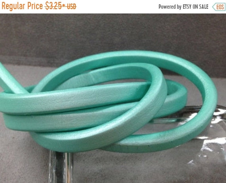 Your Pre-Cut Size Choice On Sale Now New Metallic Mint Green 10x6mm Licorice Leather Cord