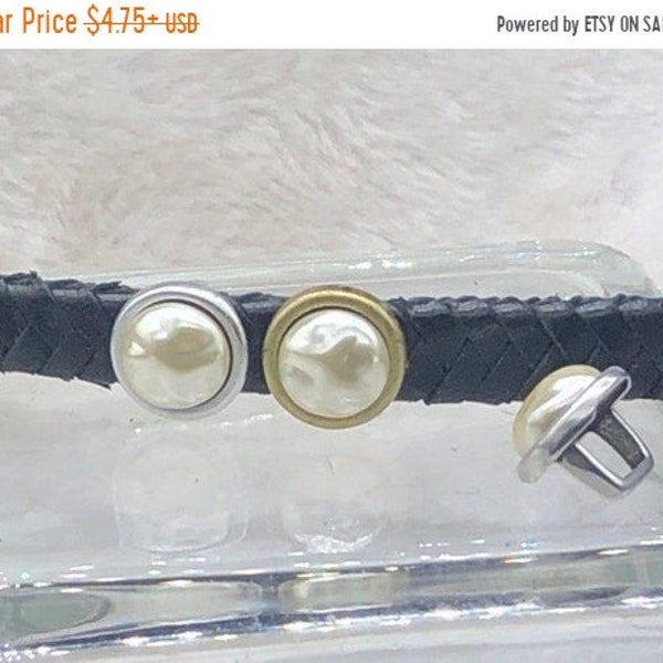 25% OFF New Zamak Distressed Cream Pearl Spacer Bead For 10x6mm Licorice Leather - Your Metal Choice - Z6209 - Qty 1