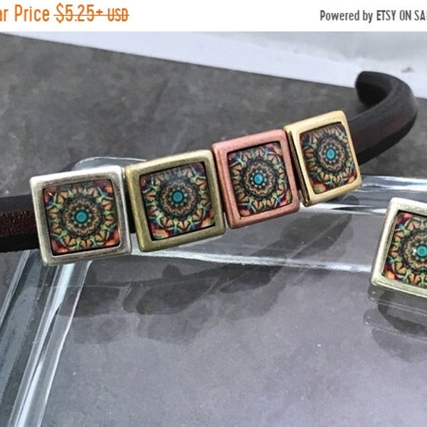 25% OFF Beautiful Mosaic Spacer Bead For 10x6mm Licorice Leather - Your Metal Choice - Z4421 - Qty 1