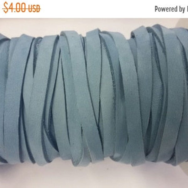 25% OFF 5mm Flat Nubuck Leather Cord Sky Blue - 16"/40.6cm