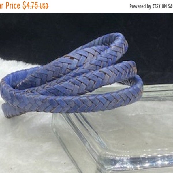 25% OFF New! Braided 10x6mm Licorice Leather Cord - Vintage Natural Blue -  8" Piece