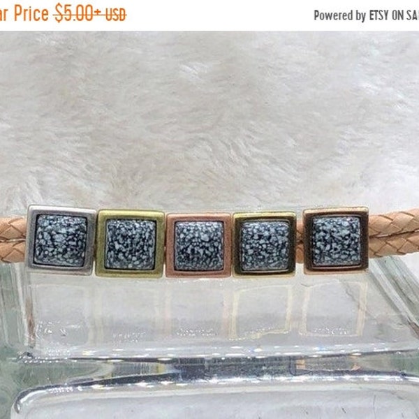 25% OFF New Black Crackled Resin Spacer Bead For 10x6mm Licorice Leather - Your Metal Choice - Z6242 - Qty 1